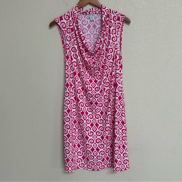 Tommy Bahama Dresses & Skirts - Tommy Bahama Women Medium Red Berry White Cowl Neck Sleeveless Dress Stretch